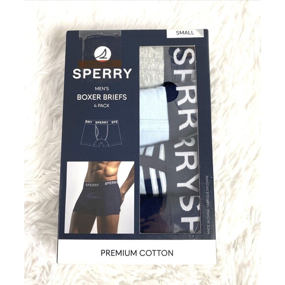 Sperry Men's Boxer Briefs Size S 4 Pack Premium Cotton Blue Gray - Picture 9 of 9